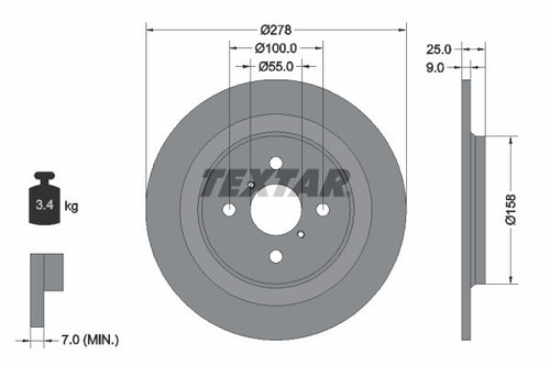 Brake disc textar - brake,